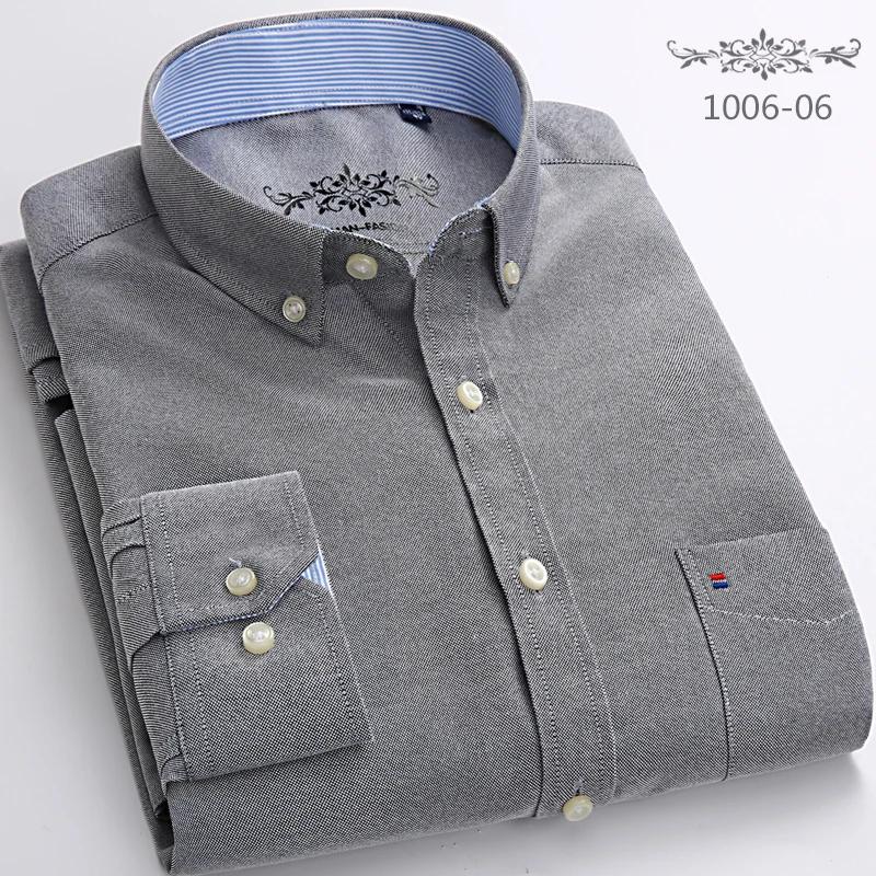 New In Shirt Long-sleeve Shirts for Men Slim Fit Formal Plian Shirt Single Pocket Office Clothes Soft Plaid Cotton Designer Tops