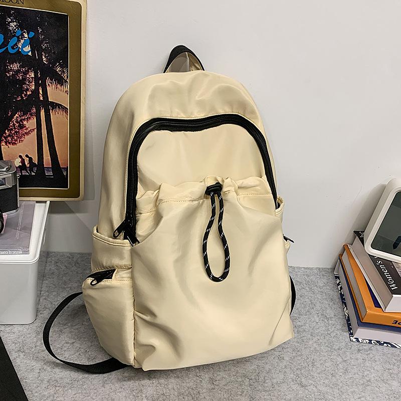 Fashionable Simple Nylon Cloth Women's Large Capacity Lightweight Travel Schoolbag Niche Casual Drawstring Backpack Backpack