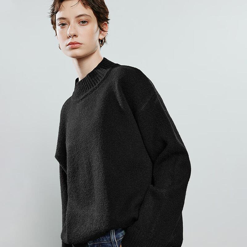 Women's Relaxed Fit Stand Collar Brushed Sweater