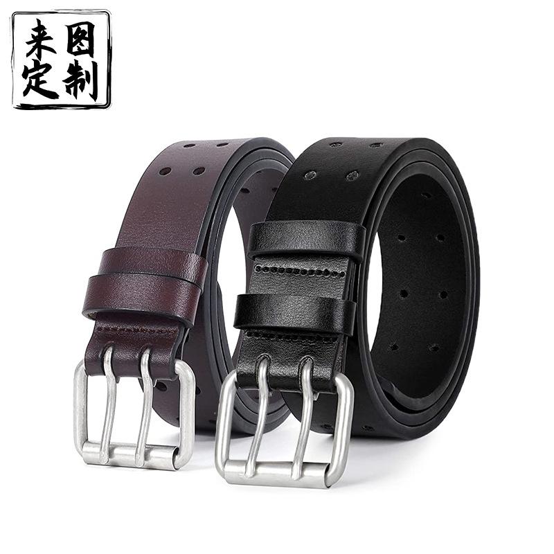 Men's Classic Retro Punk Double Hole Cowhide Belt