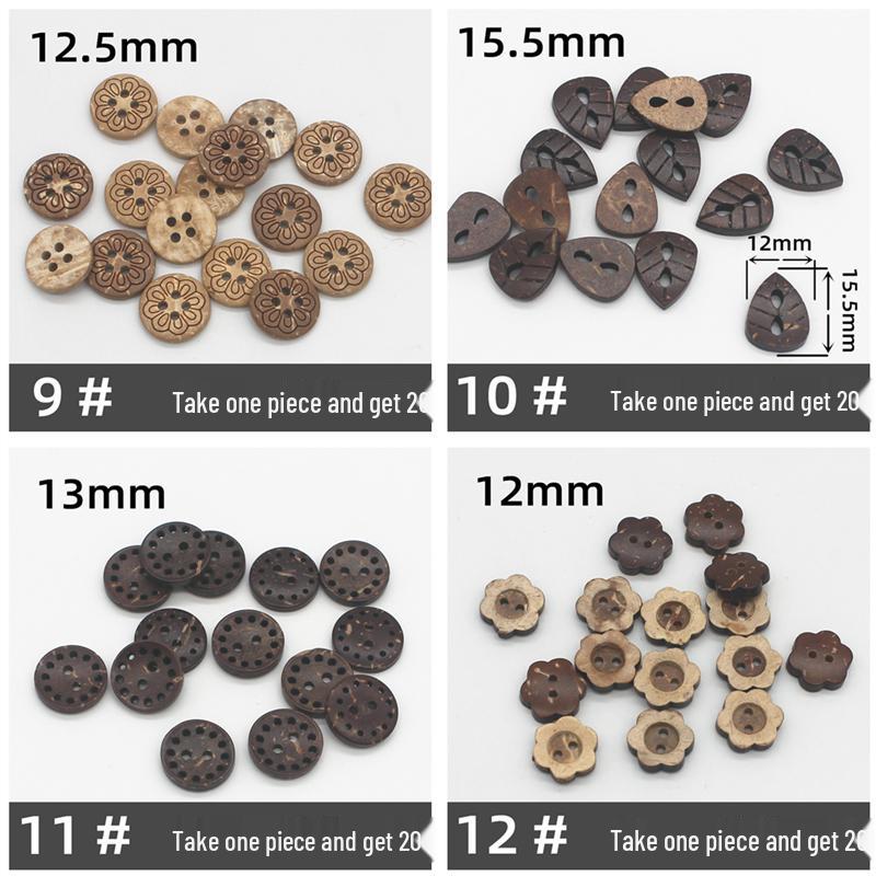 Natural Retro Coconut Shell Round Buttons for Children's Clothing