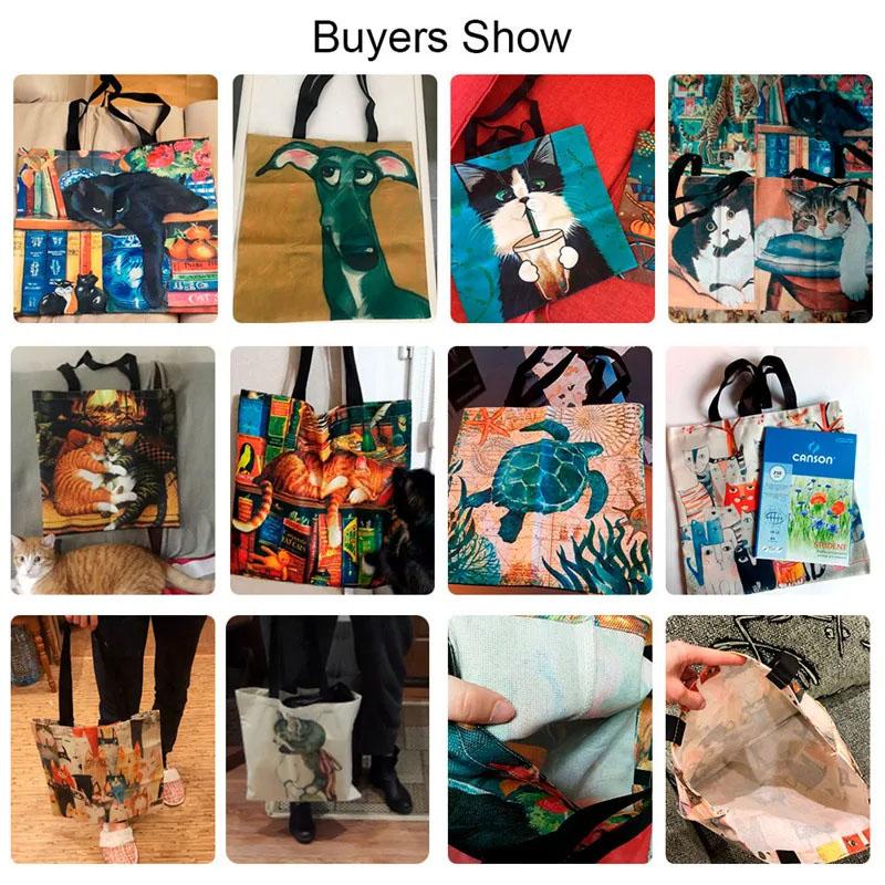 Bunte Kätzchen-Druck Tasche, Wiederverwendbarer Rucksack, Multifunktionale Handtasche, Bedruckte Einkaufstasche 40x40cm