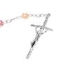 Rosary Crystal Bead Necklace Catholic Rosary Bead with Metal Crucifix Religious Jewelry for Women Flower Beaded Necklace