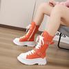 Canvas Chunky Platform Women's Boots Lace-Up Side Zipper Modern Boots Woman Thick Bottom Non-Slip Ankle Booties Bota Feminina