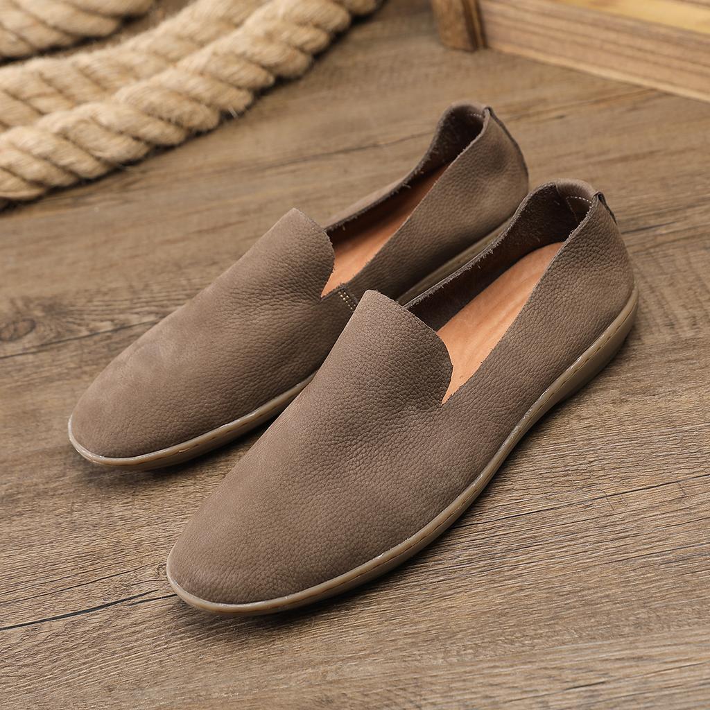 Gray Men Casual Shoes Italian Men Loafers Moccasins Slip On Men's Flats Breathable Genuine Leather Male Driving Shoes