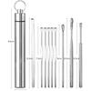 9Pcs/set New 9Pcs/Set Earwax Removal Tools Stainless Steel Curette Spoon Earpick Easy Carry Ear Care Ear Clean Tool