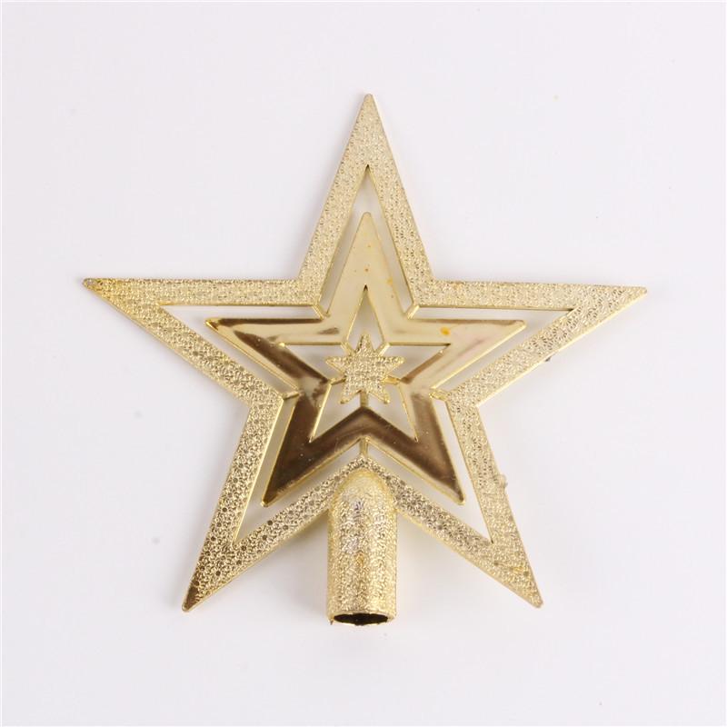 Gold Five-Pointed Star Christmas Tree Topper and Ornaments