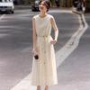 Chic Two-Piece Set: Sleeveless Top & Tie-Up Skirt - Elegant, Lace, Youthful Style