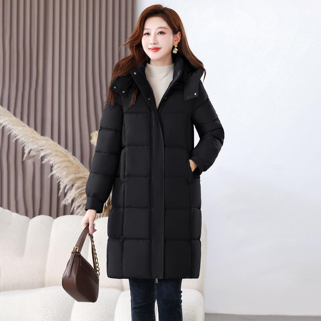 Winter new thickened hooded large size medium and long women's clothing fashionable versatile warm down cotton clothes women's coat