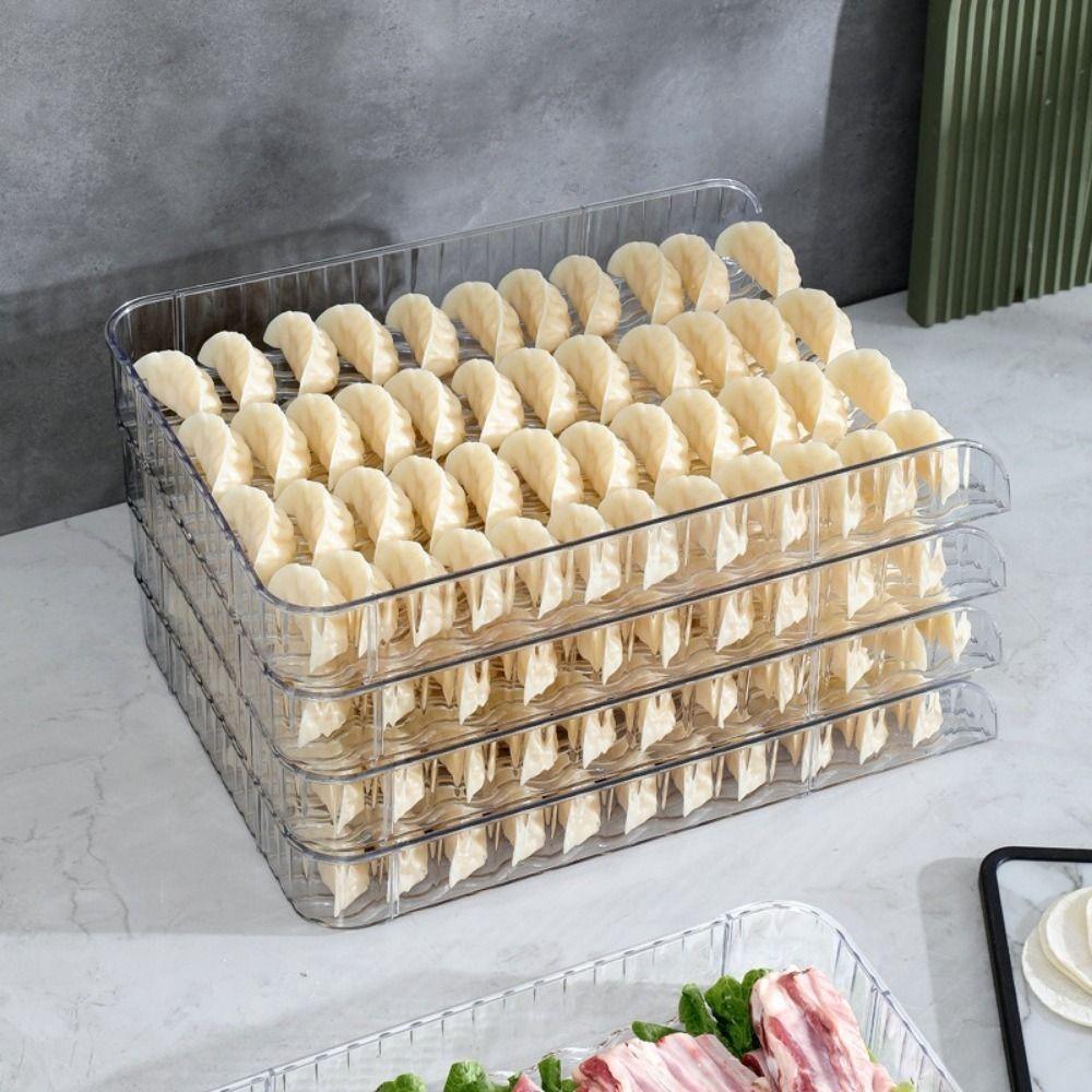 Transparent Dumpling Tray Rectangular Dumpling Box Food Grade Dumpling Cover Plate for Home