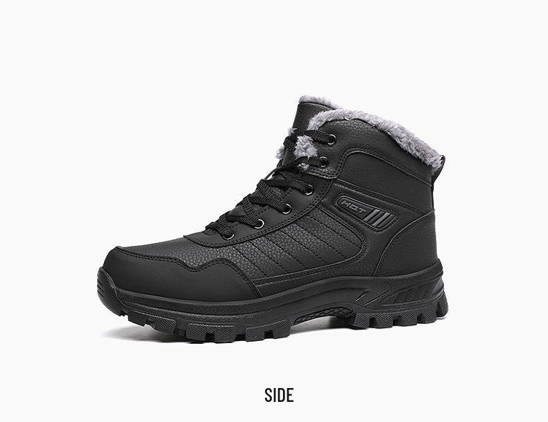 Red Dragonfly Men's High-Top Winter Snow Boots - Warm, Thickened Velvet, Non-Slip Sole, Casual Style.
