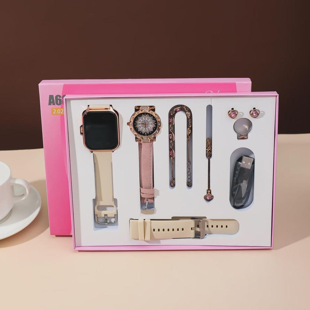 A58 Plus 8-in-1-Smartwatch- und Schmuckset mit Diamanten für Damen