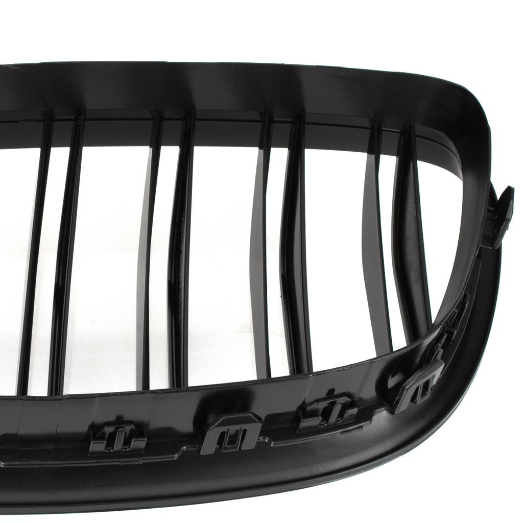 BMW 5 F07 GT 09-17 Grille Between Headlights (Kidneys) Left + Right Set, Black Glossy Double Bar