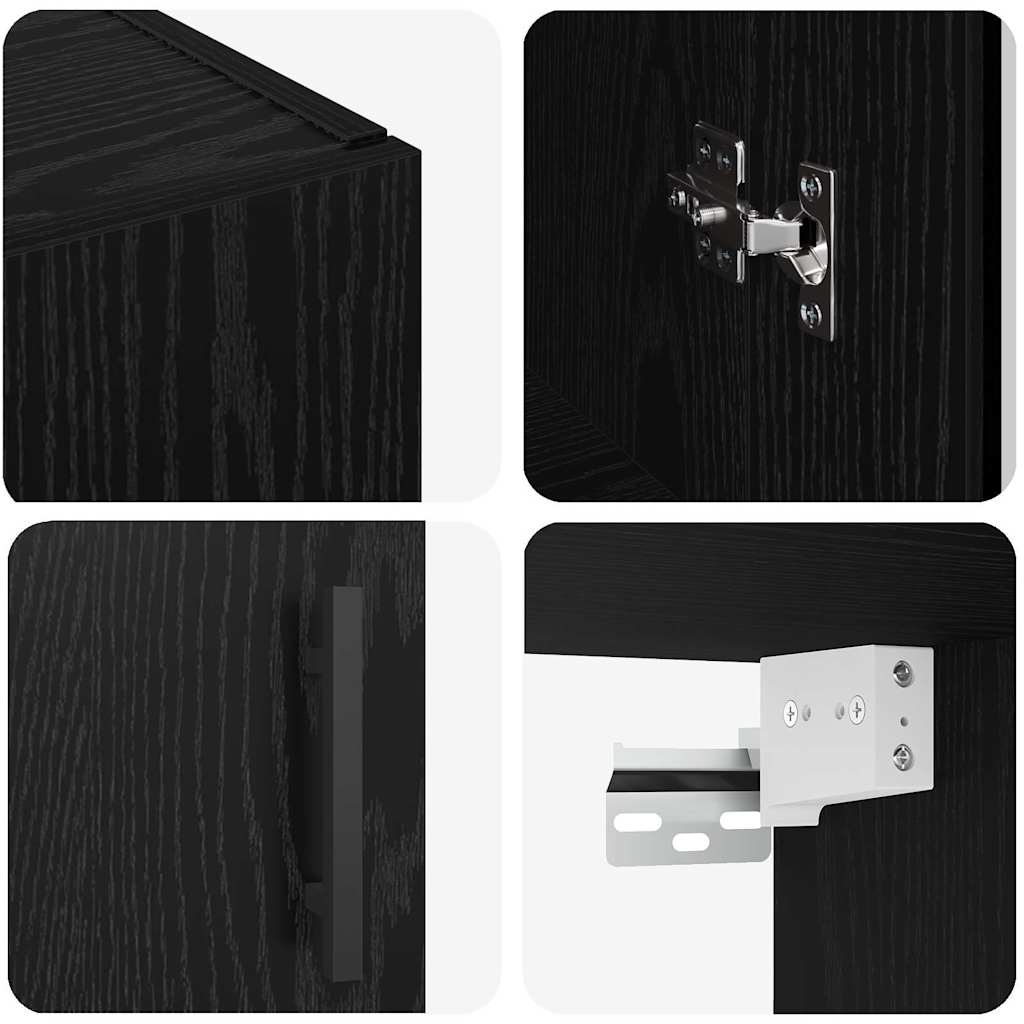 Wall Mounted Cabinet Black Oak Effect 69.5 X 34 X 90 Cm