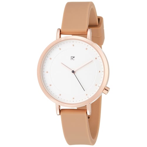 

Fieldwork Dias Analog Watch, Pink Gold with Silicone Strap, Brown, GY043-5, Women s