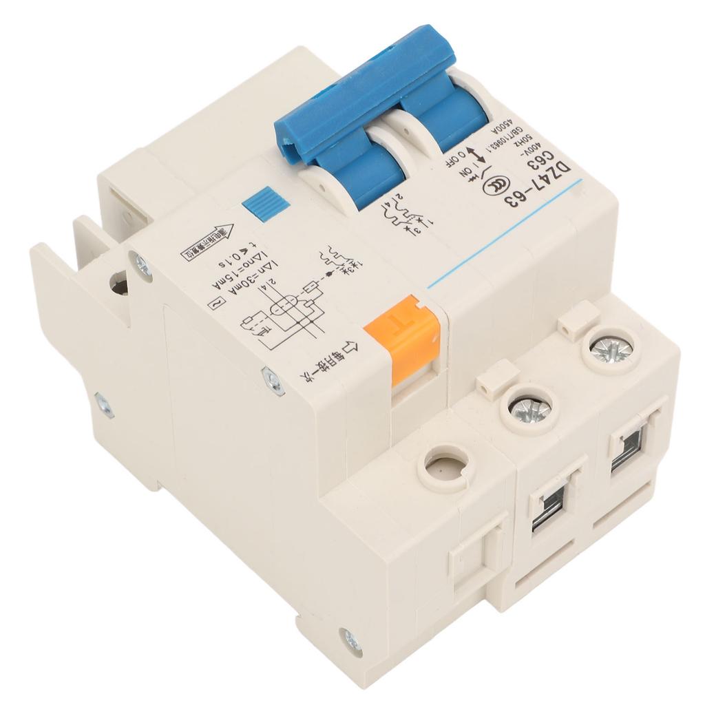 63A Circuit Breaker 2P Leakage Protection Air Switch DIN Rail Mounting Miniature Circuit Breaker 400V