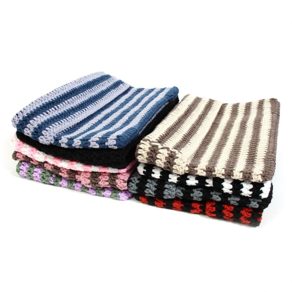 Cute Cat Ears Ins Little Devil Striped Hat Keep Warm Knitted Wool Cap Japanese Beanie Hat  Women