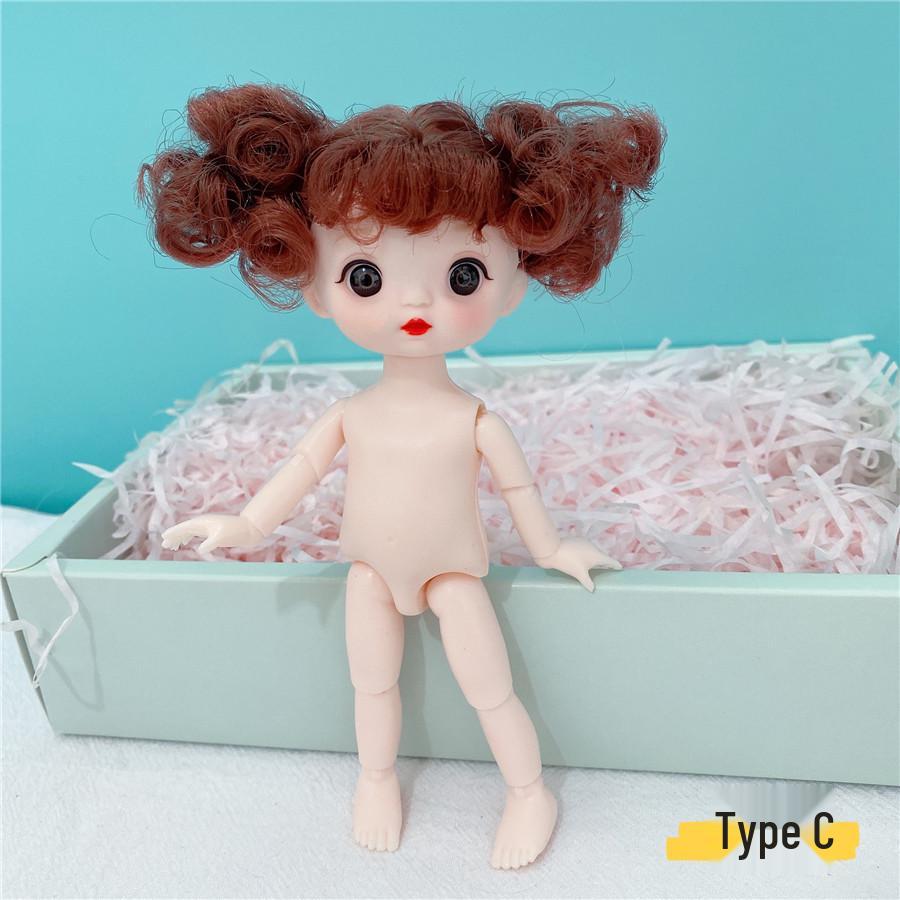 8-Inch 17cm Nude BJD Doll with 3D Real Eyes, 13 Joints, Makeup, Dress-Up Options