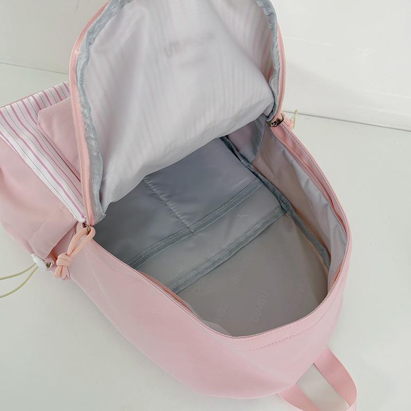 Schoolbag Gentle Cream Stripe Printed Small Backpack Japanese High School Students Literary and Simple Holiday Backpack