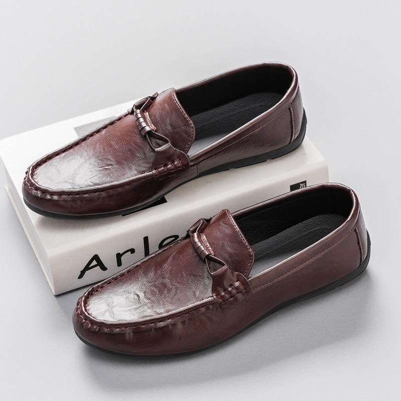 

Men s new Doudou shoes casual leather shoes business high-end one-pedal shoes men 44 коричневий