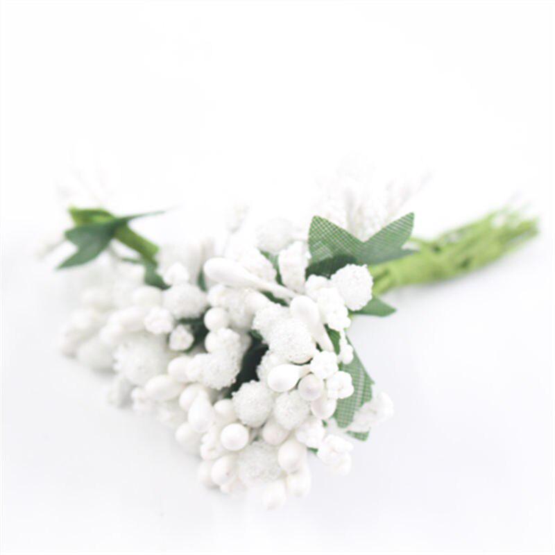 Mini Artificial Stamen Bud Bouquet Leaf Flower for Home Garden Wedding Car Corsage Decoration Box Crafts Supplies.