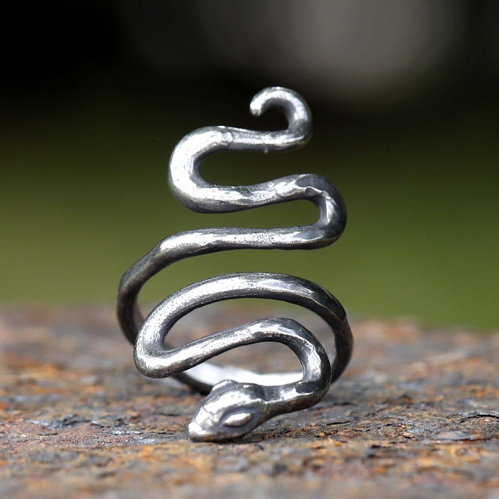 New New Vintage Stainless Steel VIKING Snake Head Ring For Men Special Design Animal Punk Jewelry Free Shipping