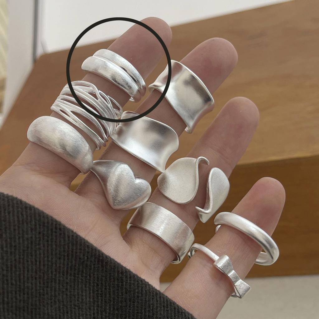 925 Sterling Silver Rings for Women Couple Minimalist Handmade Simple Shinning Inter Ring Set Party Jewelry Gift Prevent Allergy