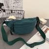 Casual Korean Style Cotton Corduroy Crossbody Bag With Zipper Closure For Daily Use