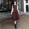Dress Academy style long-sleeved retro Mori skirt temperament thin French long dress women's clothing autumn and winter new