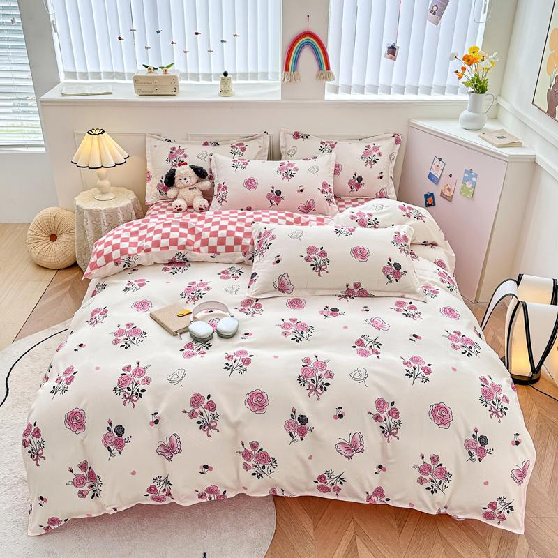 Cartoon Black Cat Duvet Cover SetKitten Bedding Set 4Pcs Quilt Cover 1 Flat Sheet And 2 Pillow ShamsPolyester Comforter Cover