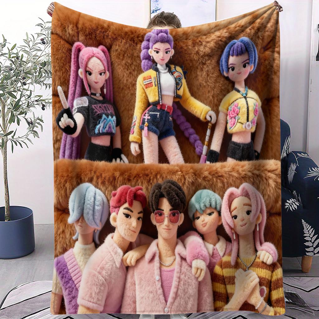 Coperta Demon Hunters KPOP Coperta Calda Anime Coperta Regalo per Fan Adatta per Casa Tempo Libero Campeggio Viaggio Coperta Multifunzionale