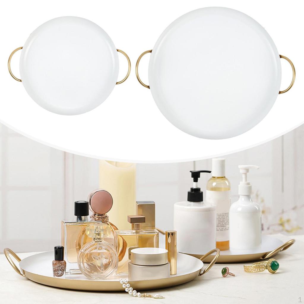 Round Jewelry Tray Key Holder Decorative Serving Platter Perfume Organizer for Dressing Table