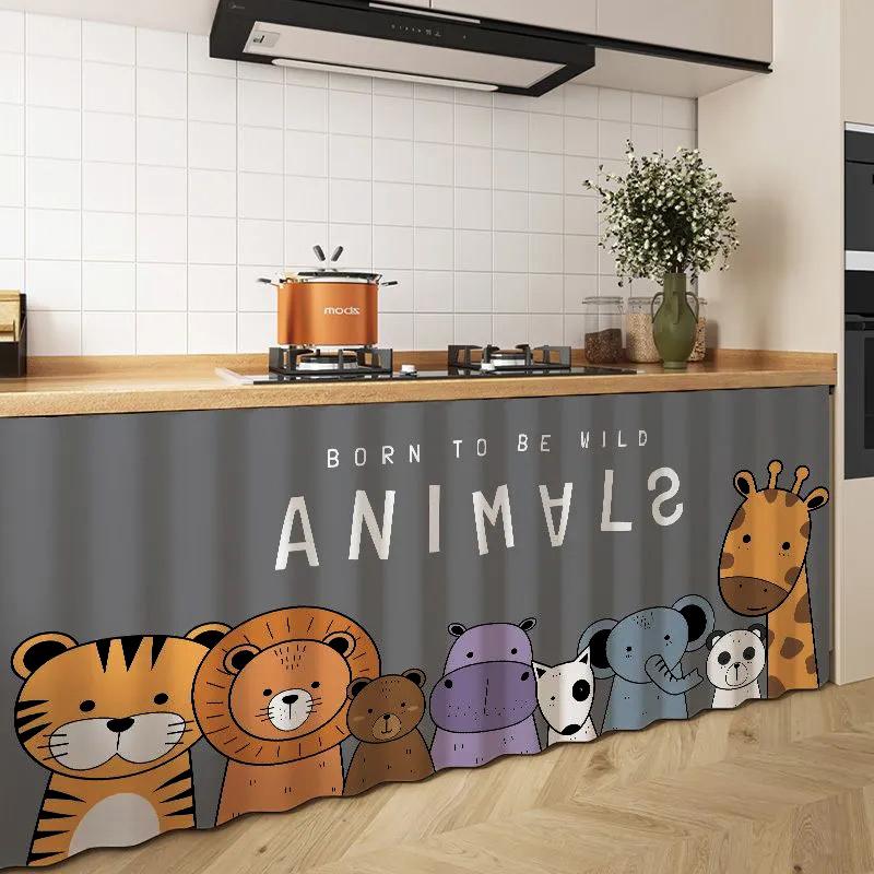 Cabinet Door Curtain Dustproof Curtain Decorative Wardrobe Bookcase Curtain for Kitchen Cupboard No Punching Covering Cloth