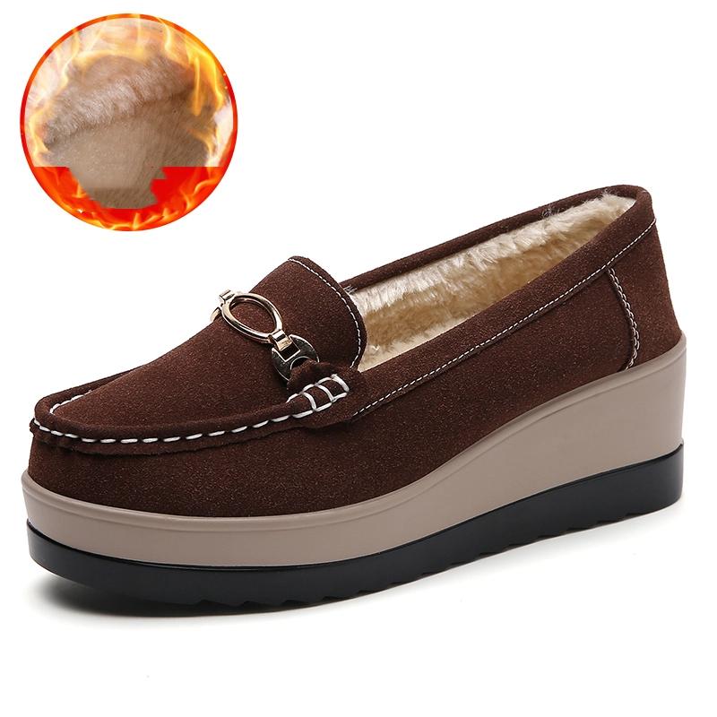 Women Flat Platform Loafers Ladies Elegant Suede Leather Moccasins Shoes Woman Slip On Moccasin Women's Black Casual Shoes