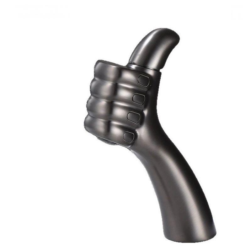 New Style Bathroom Basin Faucet Hot and Cold Water Thumb Faucet, Washbasin Mixers Taps, Universal Basin Faucet Black Chrome Gray