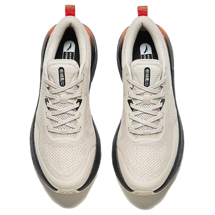 Anta Shenxing 8 Shock Absorption Low Top Running Shoes Men Sneakers Beige Black 112437718-4