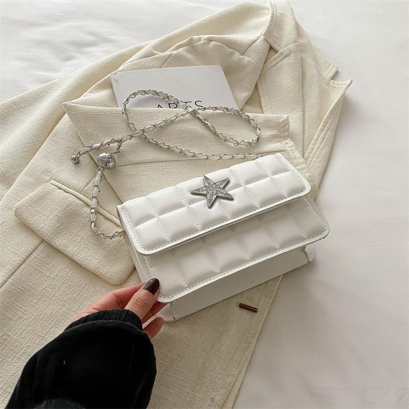 Trendy Womens 2024 Fashion Pu Leather Chain Crossbody Bag Chic And Durable Street Style белый