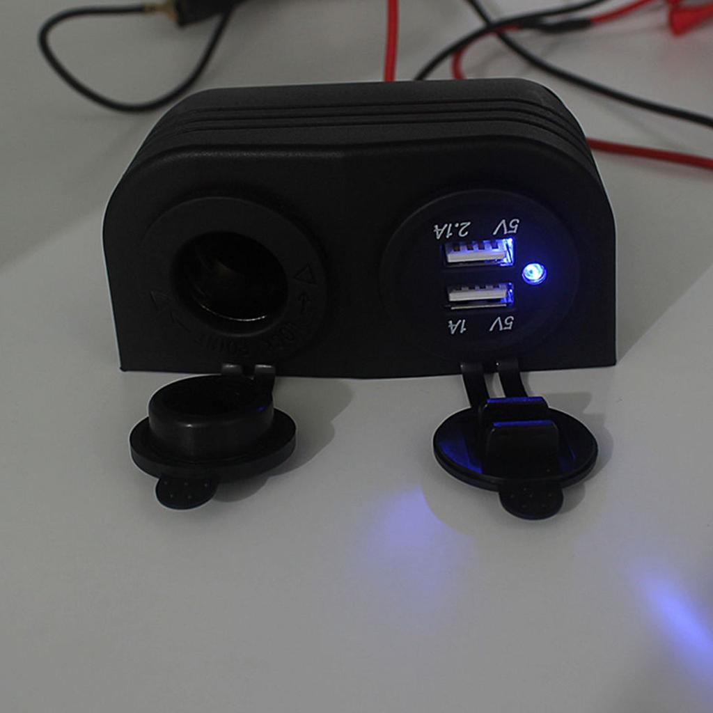 Dubbel Bilströmuttag Fördelare 12V USB-laddare Strömadapter Uttag