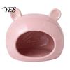 Small Animal Hideaway Cave Ceramic Hamster House, Summer Bear Shaped Hideout Cave, Spacious Habitat Bed Decor for Gerbil, Mice, Guinea Pig,