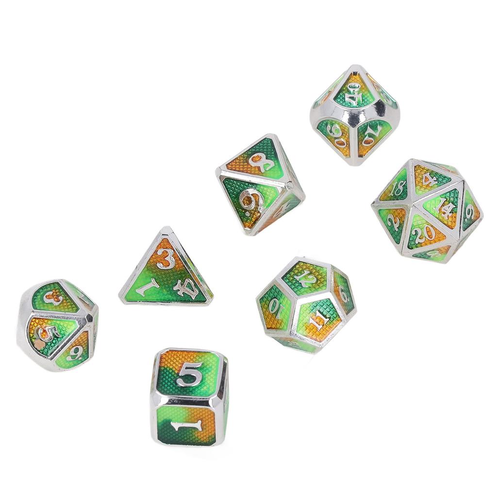 7pcs Dices Kit Polyhedral Metal Clear White Number Color Dices Set for Game Desktop