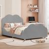Upholstered Bed Kids Bed 90 x 200 cm High Railing Kids Bed Frame with Cloud-Shaped Headboard and Footboard. Single Bed in Skin-Friendly Velvet Grey