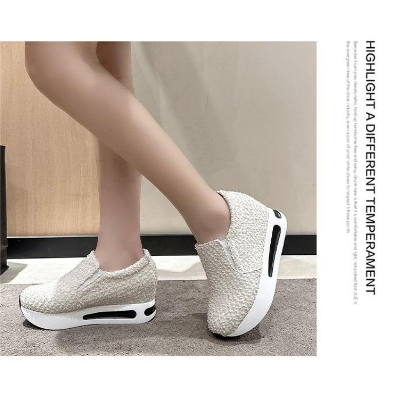 Women's Thick-sole Round-headed Students Increase Plateau Women's Shoes Casual Running Breathable Sneakers Shallow Single Shoes