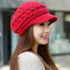 Autumn Winter Womens Fashion Arrow Knitting Wool Beret Double Layer Ski Hat Caps