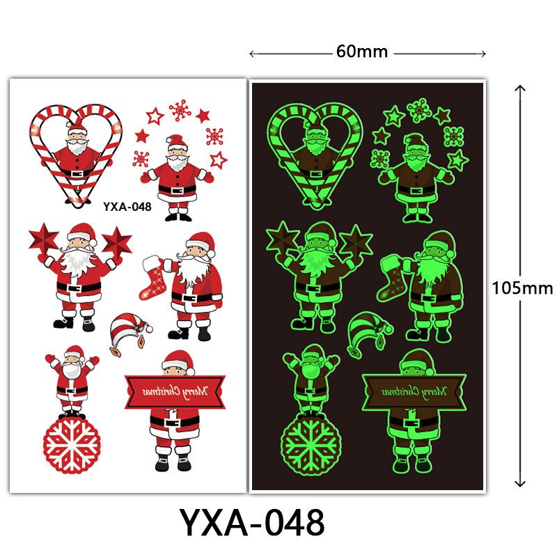Christmas Luminous Tattoo Sticker Glowing Waterproof Sweat Cute Cartoon Holiday Party Temporary Sticker