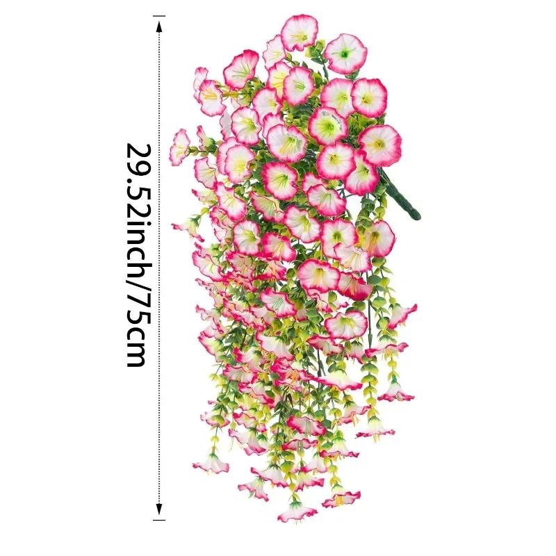 Durable Artificial Morning Glory Hanging Flowers UV Resistant Fake Garland for Home Garden Wedding Outdoor Party Decor