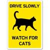 Drive Slowly Watch For Cats Tin Sign Funny Cat Warning Retro Metal Plaque Wall Art for Garage Garage Bar Man Cave Home Decor   V
