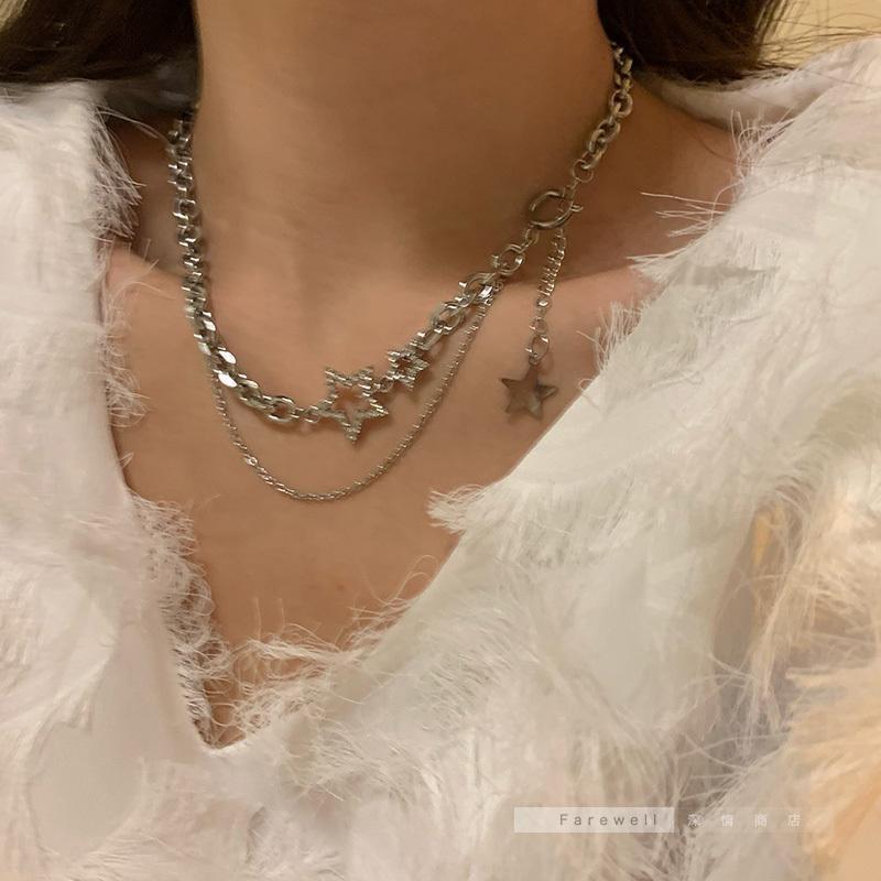 Star necklace female hip-hop babes accessories niche design sense collarbone chain new trendy cold wind high sense