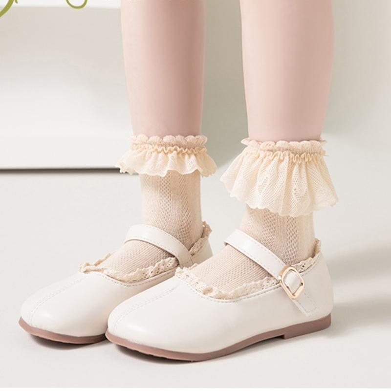 5 Paar weiche & atmungsaktive Baumwoll-Knöchelsocken für Kleinkinder, Wadenlange Socken-Set für Mädchen, mit stilvollem Rüschen-Design