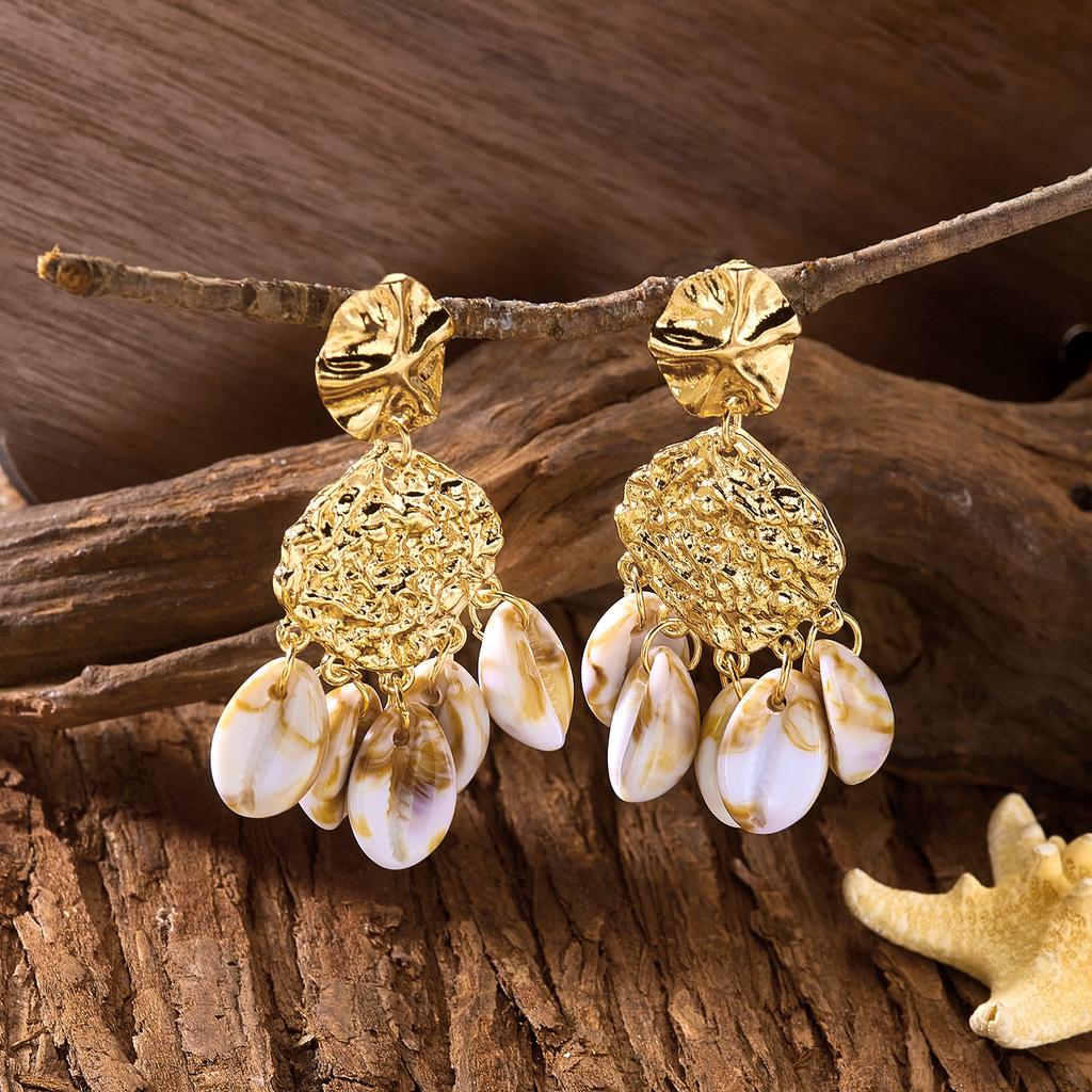 Bohemian Shell Tassel Dangle Earrings For Women Ethnic Style Baroque Imitation Pearl Long Earring Beach Party Versatile Jewelry