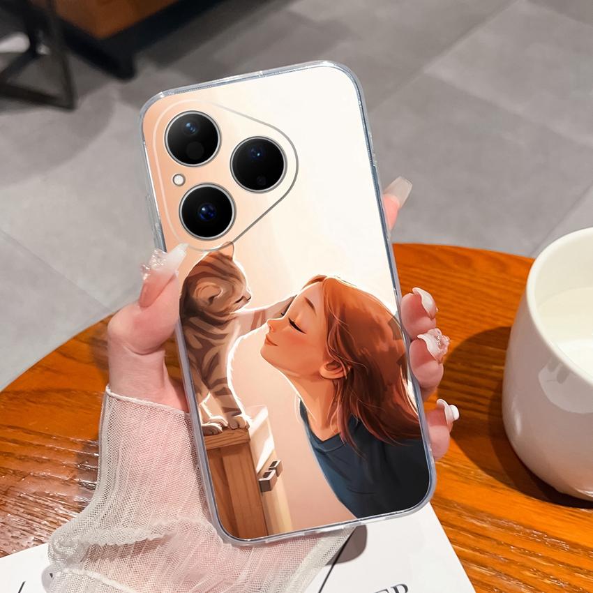 Para Huawei Pura 80 Ultra Honor 400 Magic5 Pro Capa de Telefone Padrão Astronauta Fofo TPU Transparente À Prova de Choque Protetora Capa Traseira Macia Para Huawei Capa